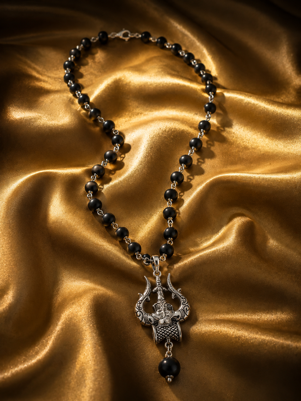 Premium Silver-Plated Trishul Damaru Japam Mala | SHRIVANDAN