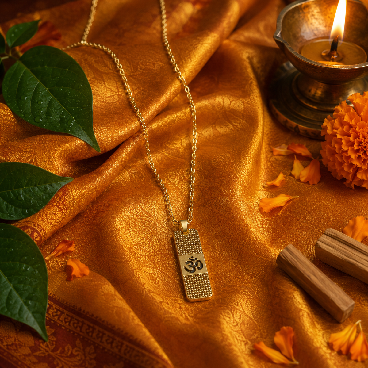 Om Engraved Gold Pendant  SHRIVANDAN