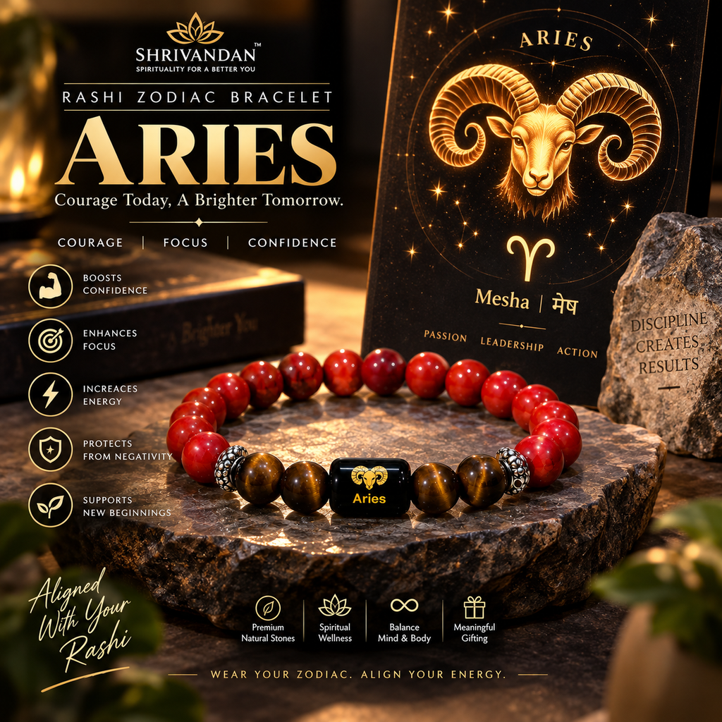 Zodiac Red Jasper & Tiger Eye Bracelet Aries for (मेष राशि)