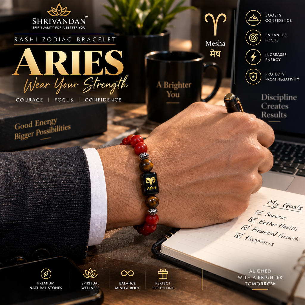 Zodiac Red Jasper & Tiger Eye Bracelet Aries for (मेष राशि)