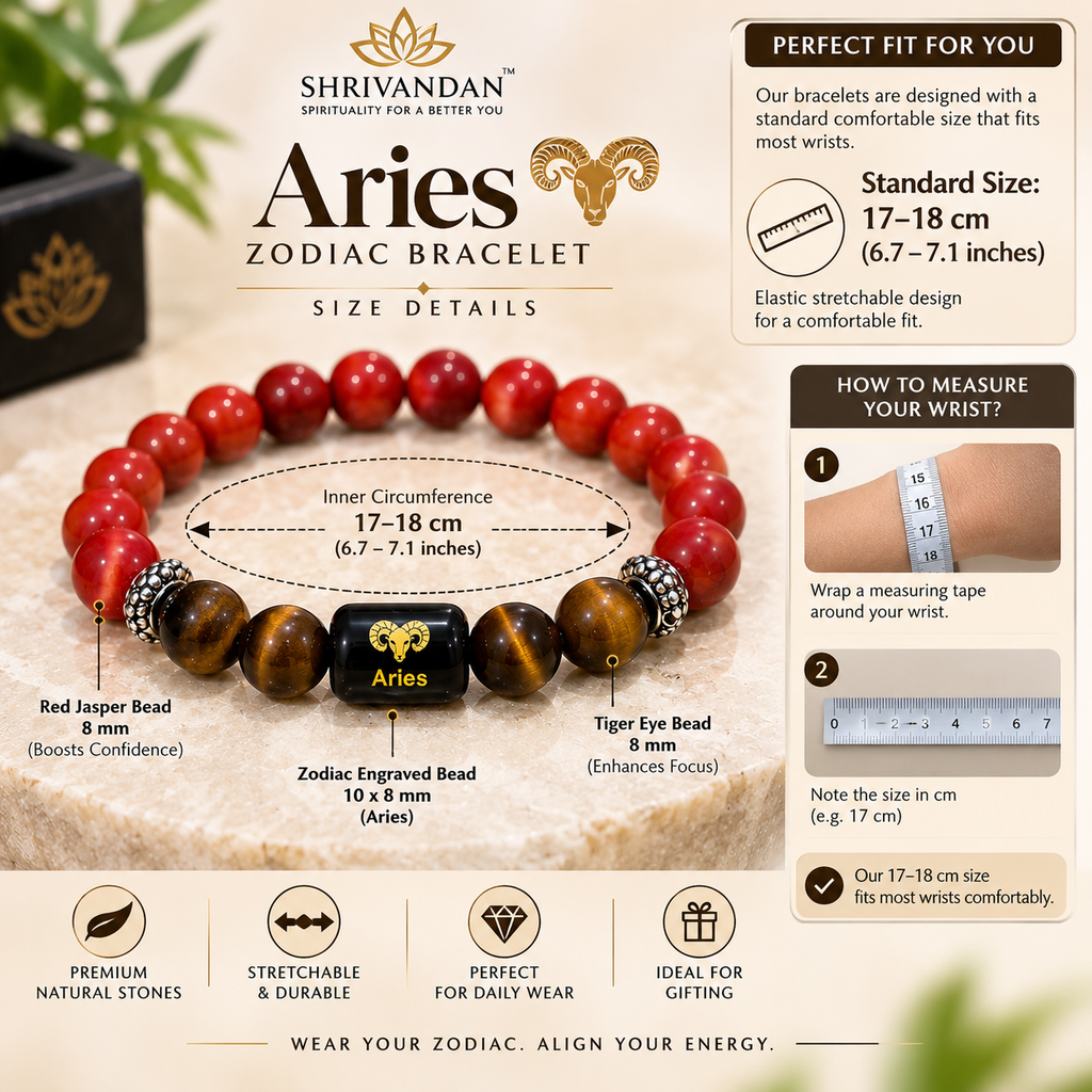 Zodiac Red Jasper & Tiger Eye Bracelet Aries for (मेष राशि)
