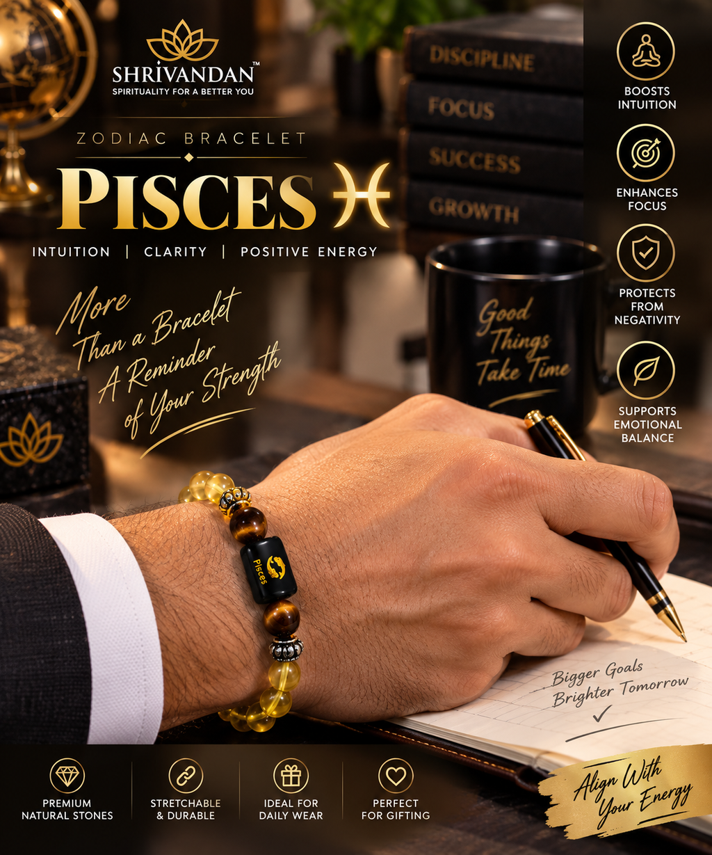 Pisces Zodiac Citrine & Tiger Eye Bracelet  (मीन राशि)