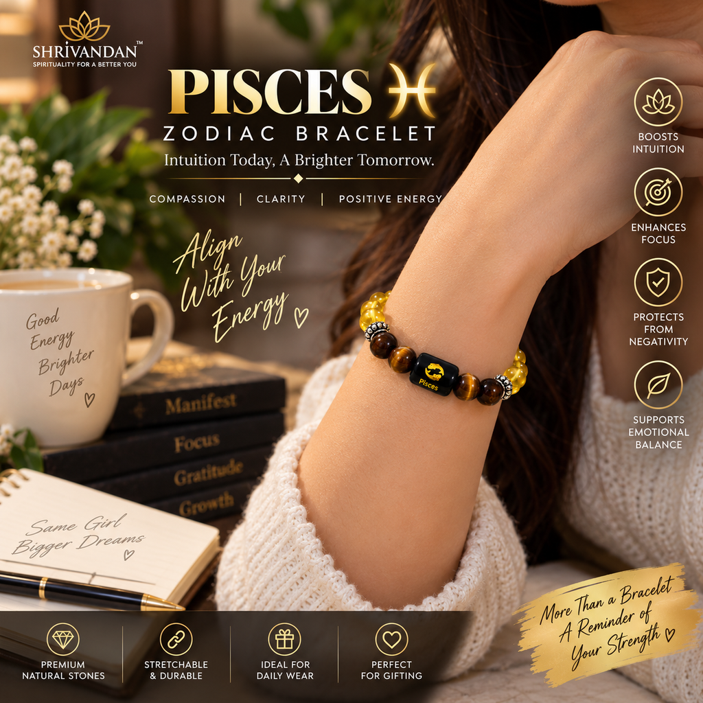 Pisces Zodiac Citrine & Tiger Eye Bracelet  (मीन राशि)