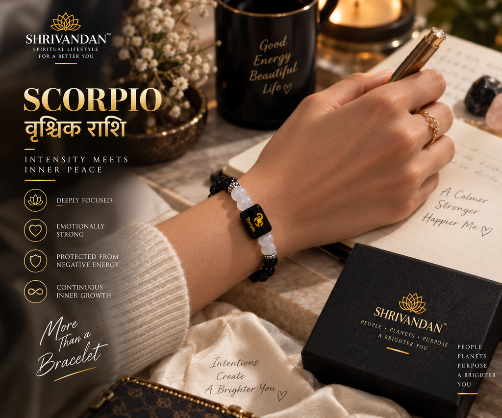 Black Obsidian & Milky Quartz Zodiac Band for Scorpio (वृश्चिक राशि)