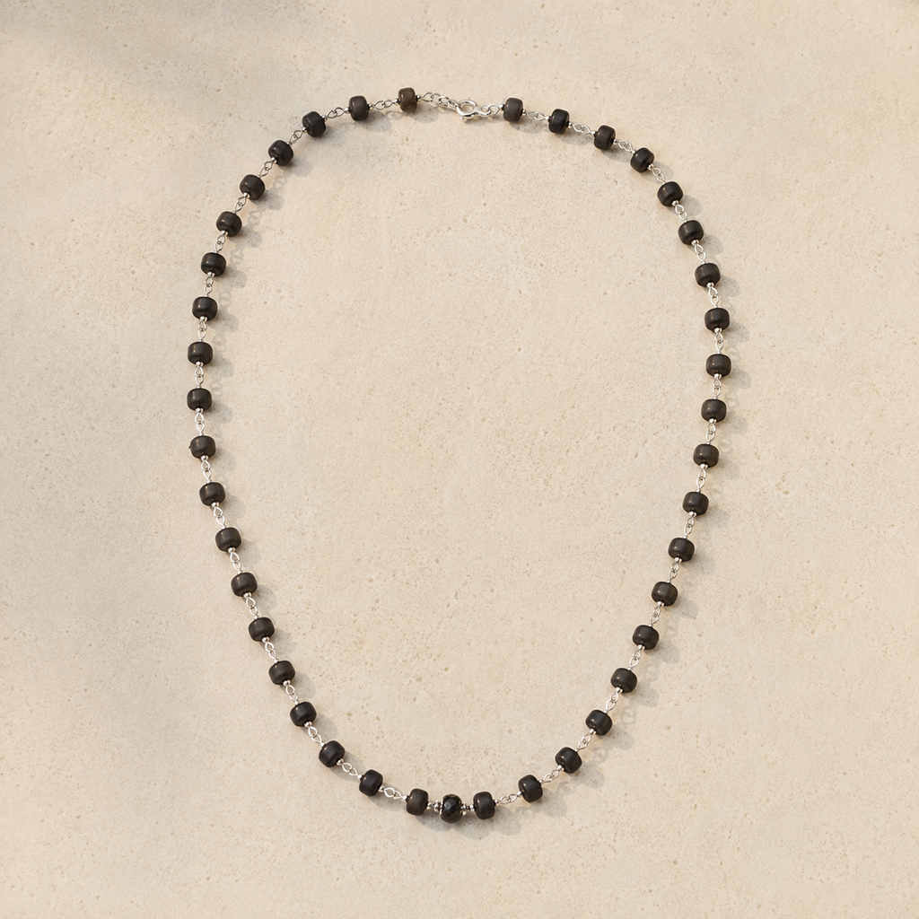 Silver Plated Karungli Mala | Traditional Spiritual Wear