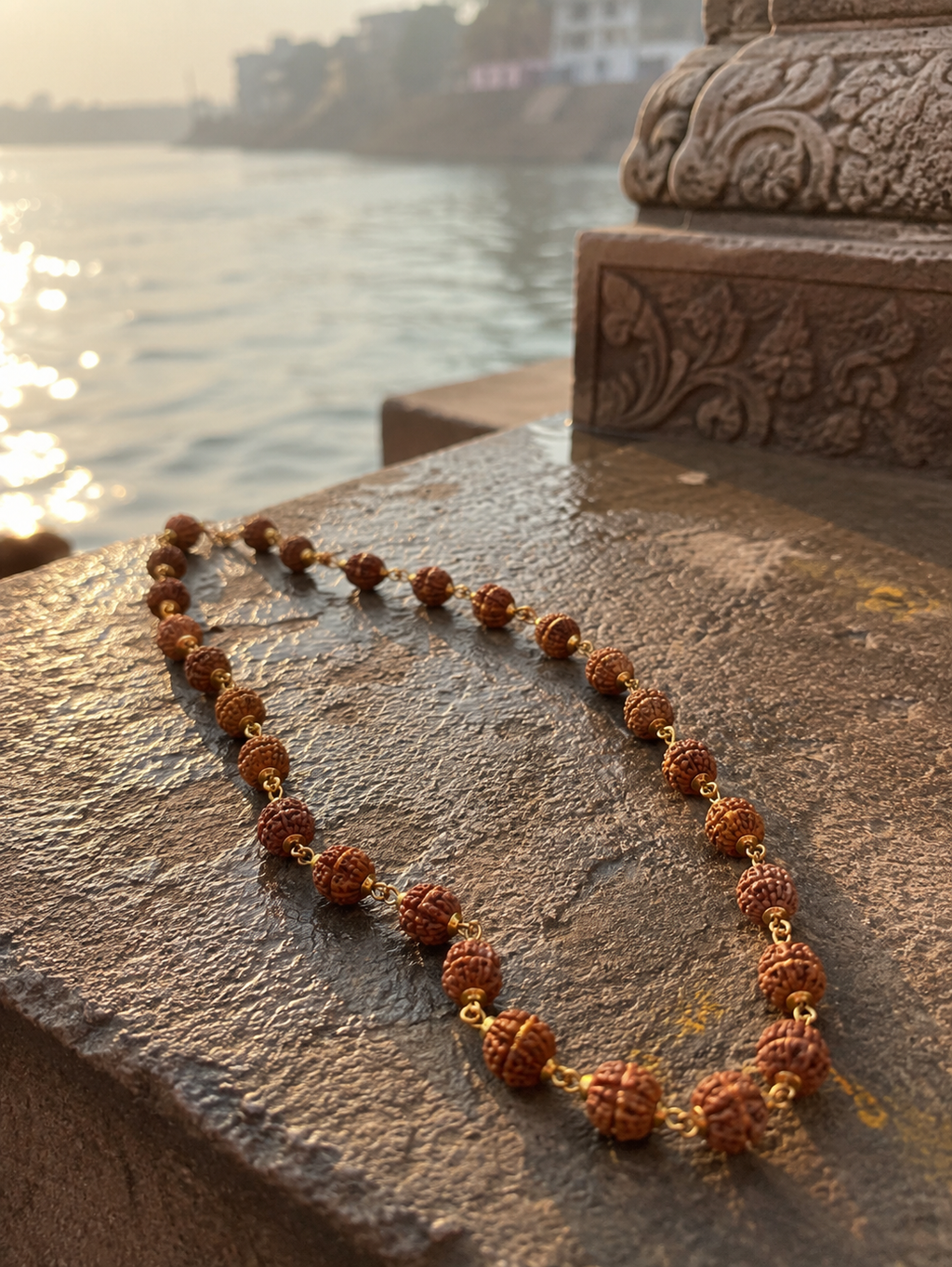 Gold Plated Authentic Rudraksha Mala | Spiritual Chain