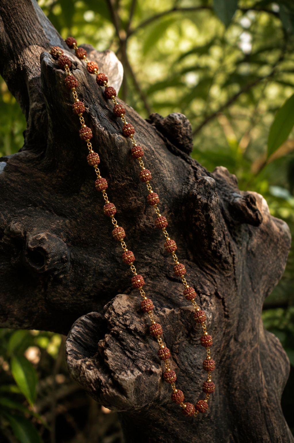 Gold Plated Authentic Rudraksha Mala | Spiritual Chain