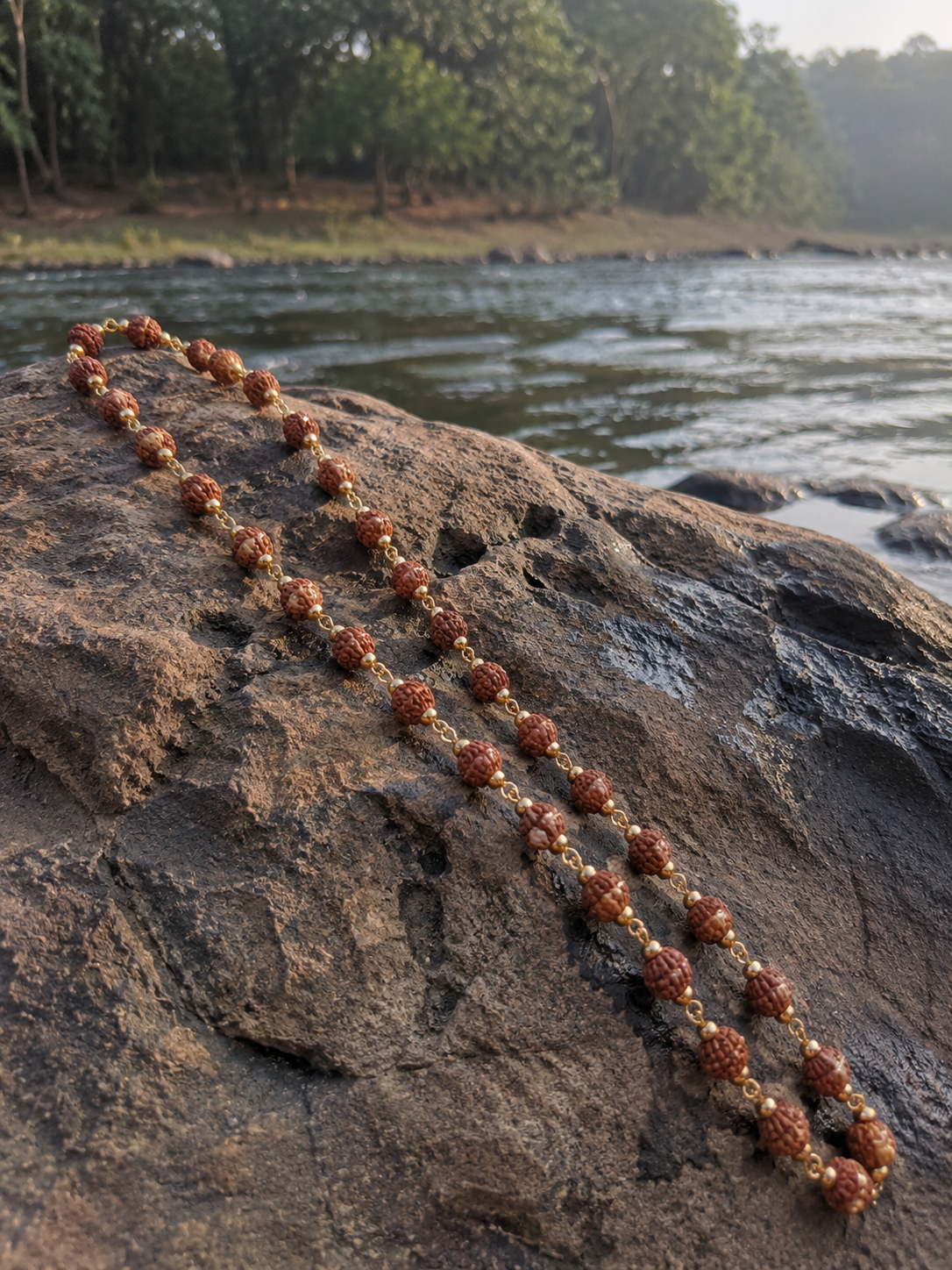 Gold Plated Authentic Rudraksha Mala | Spiritual Chain