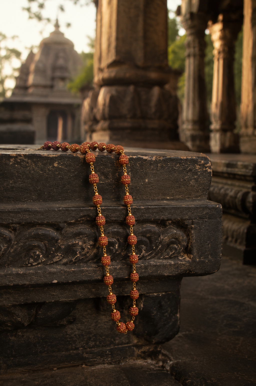 Gold Plated Authentic Rudraksha Mala | Spiritual Chain