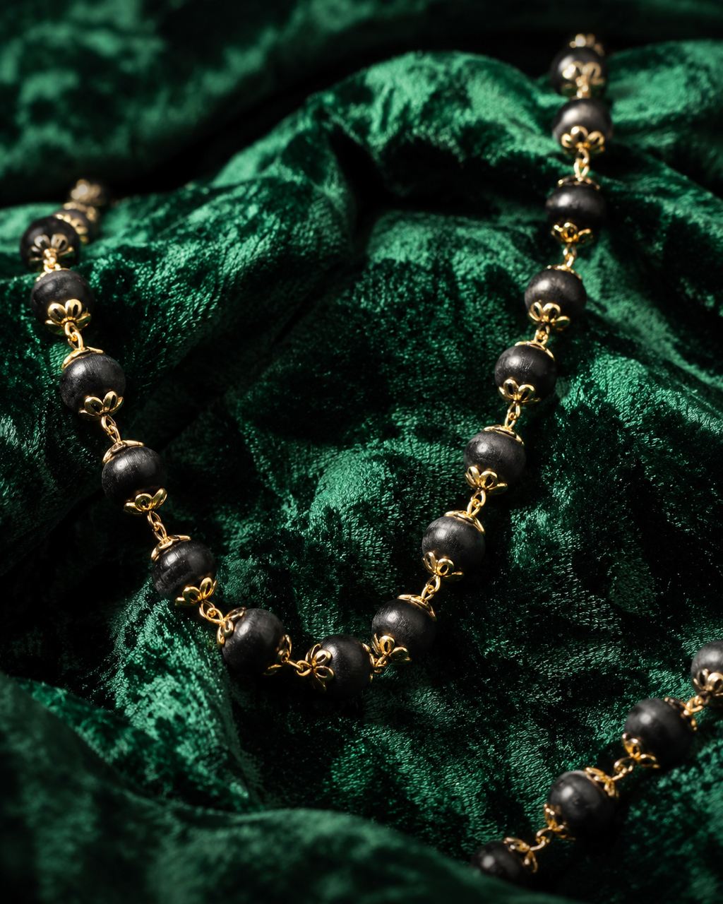 Premium Gold-Plated Authentic Karungali Mala | 108 Sacred Ebony Beads