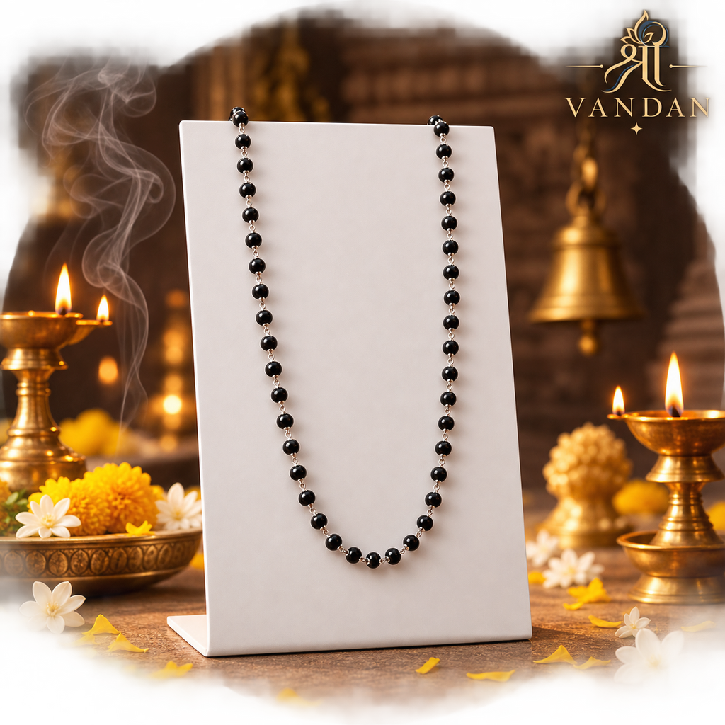 Silver Plated Karungli Mala | Traditional Spiritual Wear
