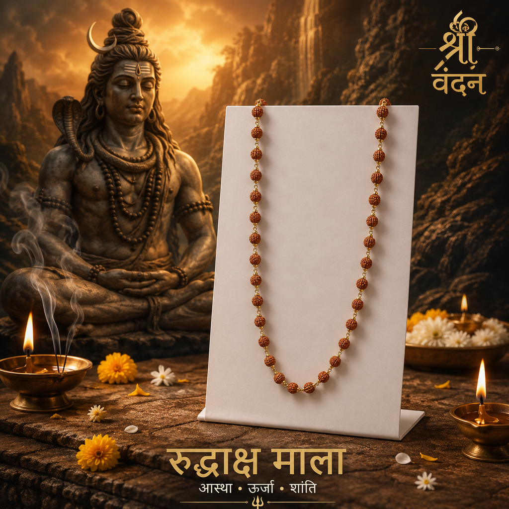 Gold Plated Authentic Rudraksha Mala | Spiritual Chain