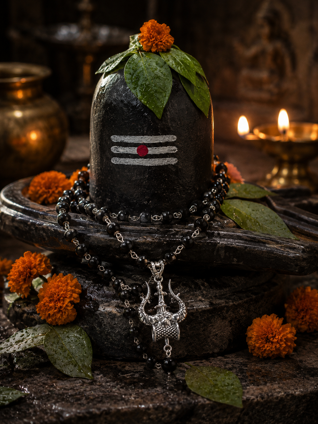 Premium Silver-Plated Trishul Damaru Japam Mala | SHRIVANDAN
