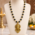 Sankat Mochan: Premium Gold-Plated Hanuman Pendant with Sacred Black Bead Mala
