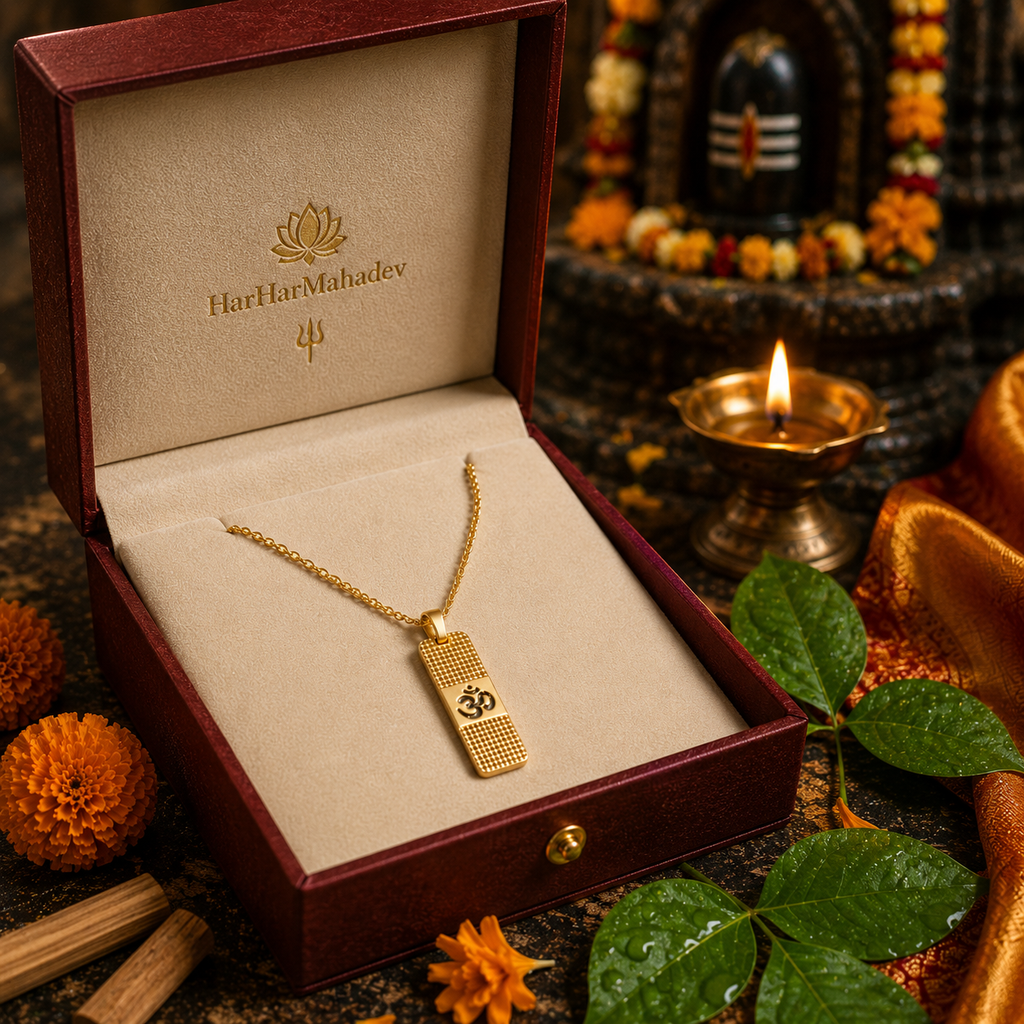 Om Engraved Gold Pendant  SHRIVANDAN