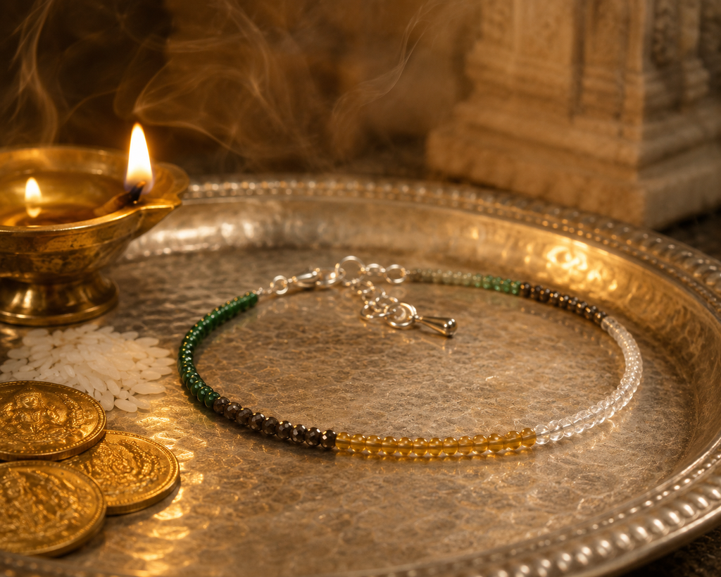 DhanYog Crystal Anklet for Wealth & Prosperity | Siddh & Energized