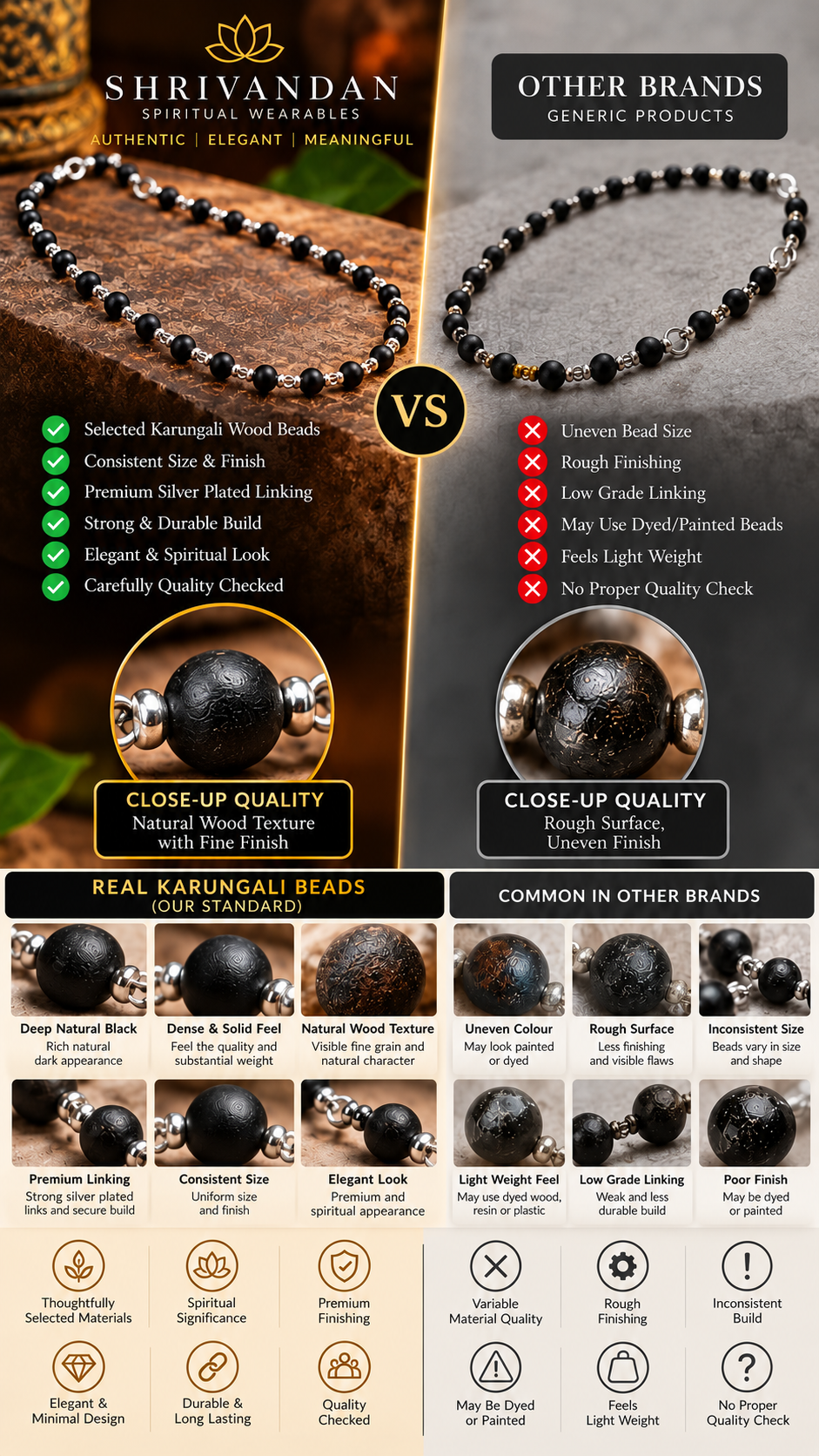 Original Karungali Mala Buy 1 Get 1 Free - Premium Silver Finish