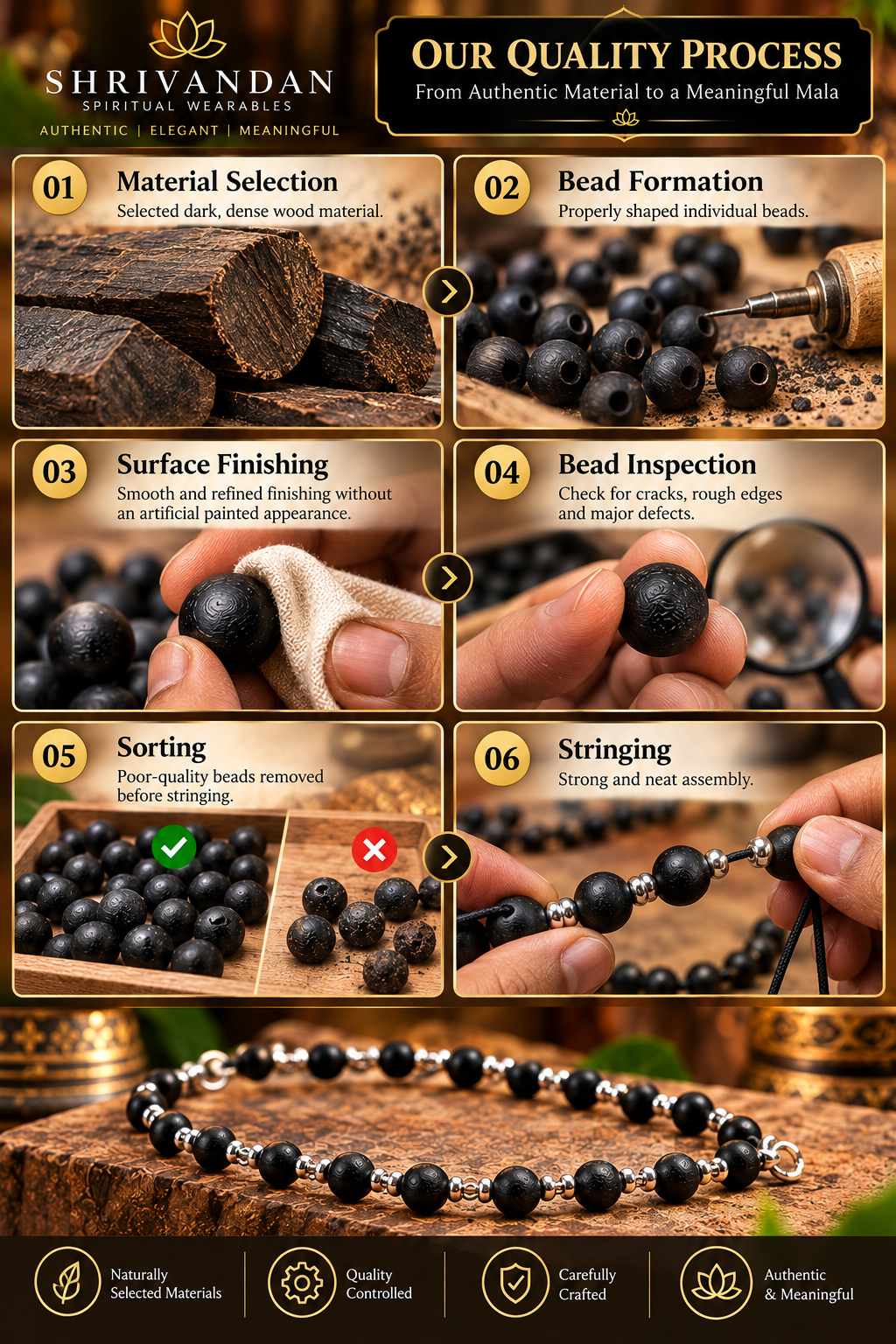 Original Karungali Mala Buy 1 Get 1 Free - Premium Silver Finish