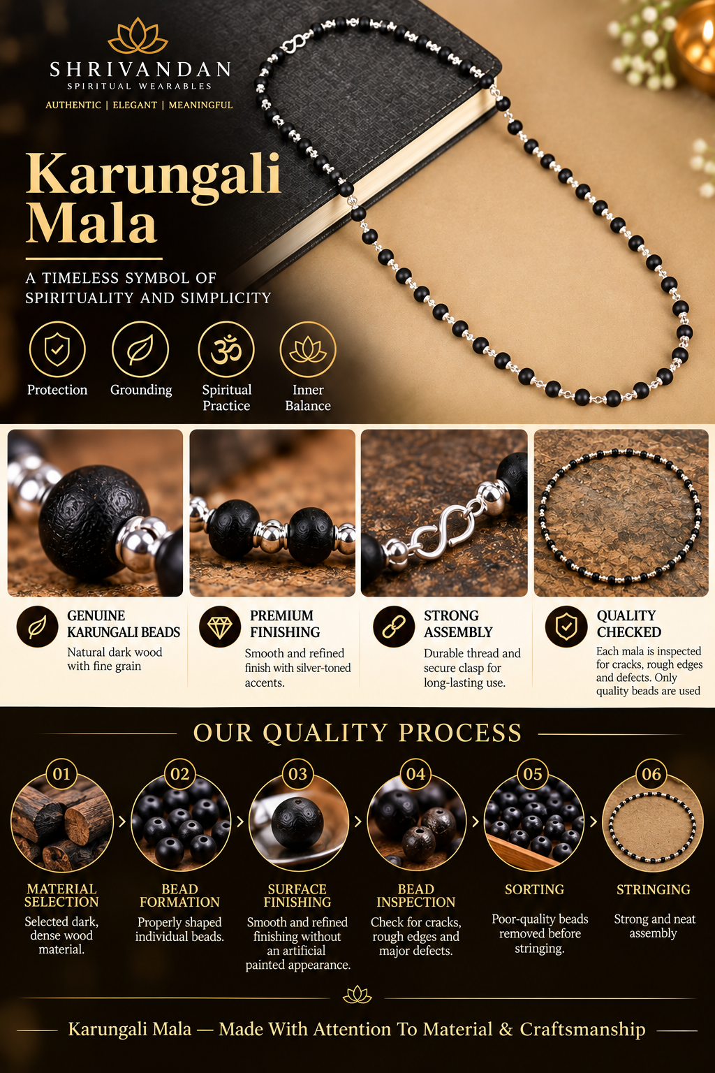 Original Karungali Mala Buy 1 Get 1 Free - Premium Silver Finish