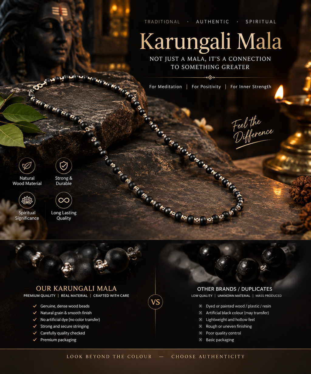 Original Karungali Mala Buy 1 Get 1 Free - Premium Silver Finish