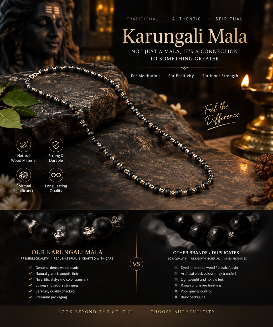 Original Karungali Mala Buy 1 Get 1 Free - Premium Silver Finish