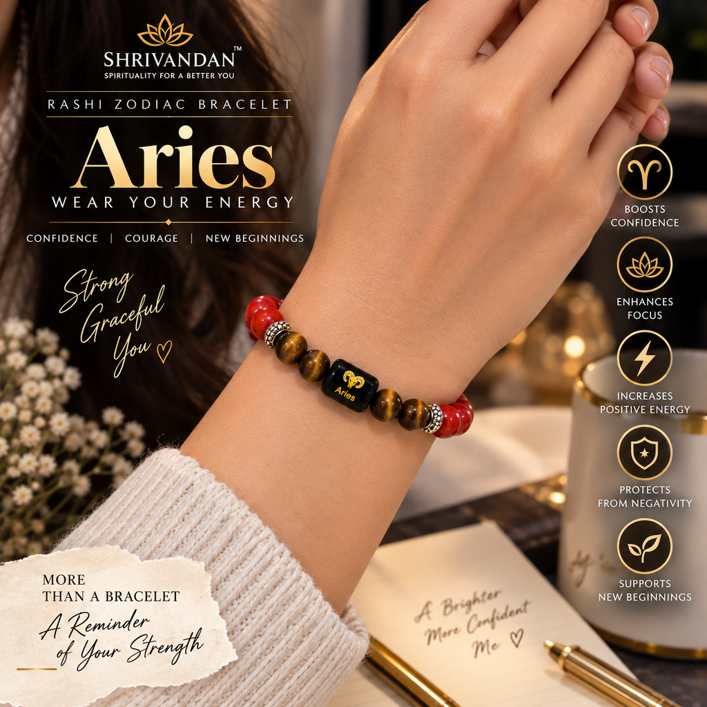 Zodiac Red Jasper & Tiger Eye Bracelet Aries for (मेष राशि)