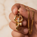 Trishul & Damaru Pendant with Chain (Gold Plated) - American Diamond Studded
