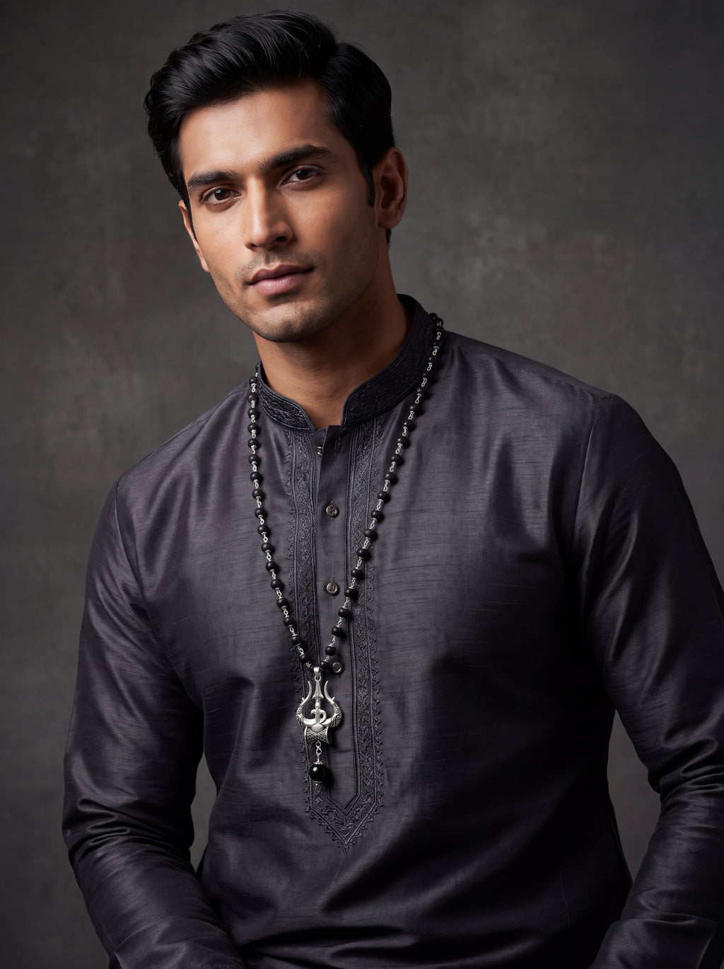 Premium Silver-Plated Trishul Damaru Japam Mala | SHRIVANDAN
