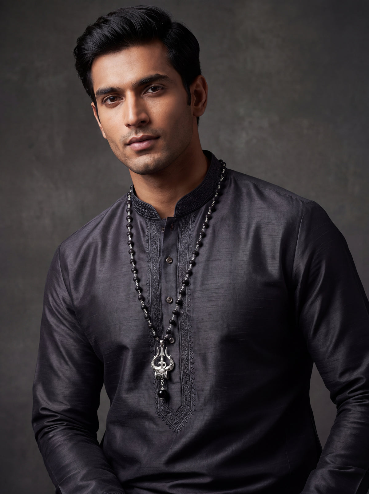 Premium Silver-Plated Trishul Damaru Japam Mala | SHRIVANDAN