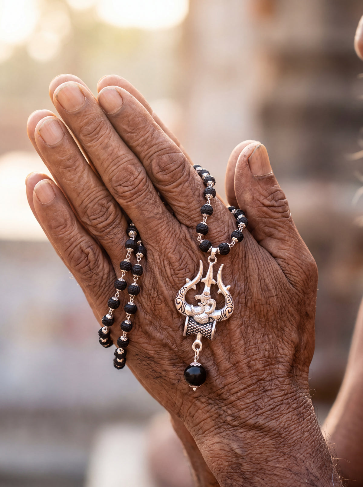 Premium Silver-Plated Trishul Damaru Japam Mala | SHRIVANDAN