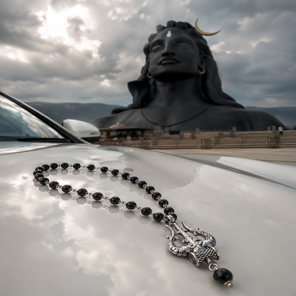 Premium Silver-Plated Trishul Damaru Japam Mala | SHRIVANDAN